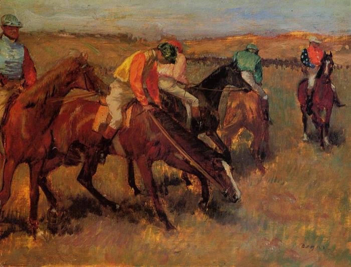 Jockeys before the race by edgar degas