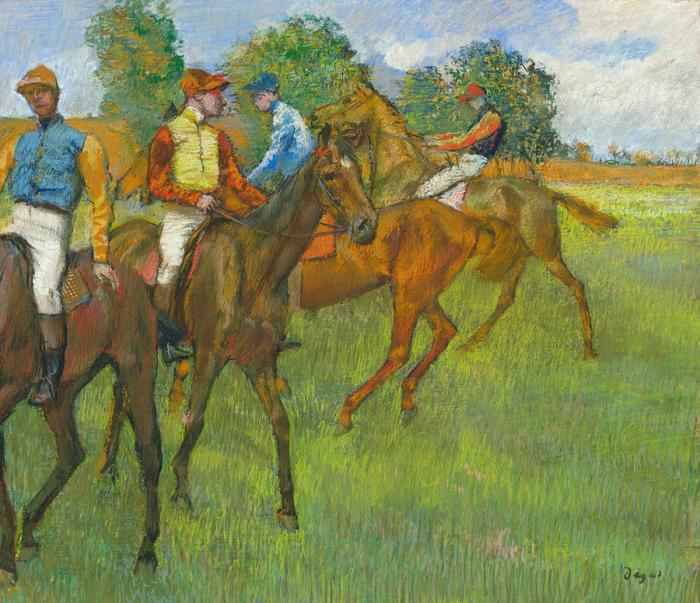 Jockeys before the race by edgar degas